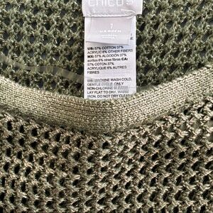 Chico's Sage Green metallic sheen Women's Crew Neck Sweater Chicos sz 1 (8-10)